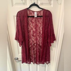 Wine/Burgundy Lace Kimono - Size L/XL